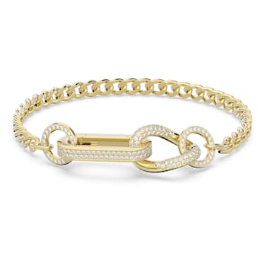 Dextera 手链, 密鑲, 混合連結, 白色, 镀金色调 - Swarovski, 5636741