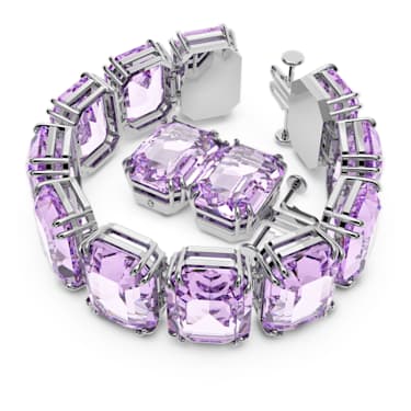 Millenia 手链, 超大仿水晶, 八角形切割, 紫色, 镀铑 - Swarovski, 5638492