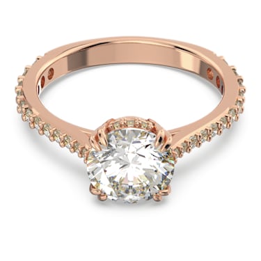 Constella 个性戒指, 圆形切割, 密镶, 白色, 镀玫瑰金色调 - Swarovski, 5638548