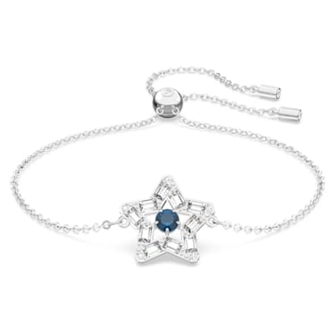 Stella 手链, 混合切割, 星星, 蓝色, 镀铑 - Swarovski, 5639187
