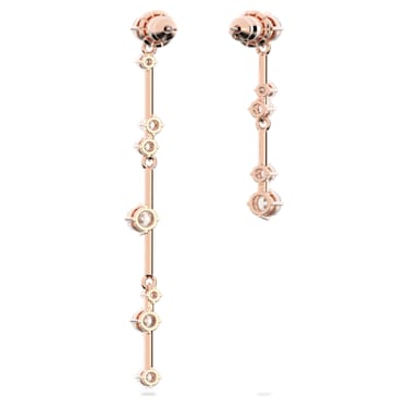 Constella 水滴形耳环, 非对称设计, 圆形切割, 白色, 镀玫瑰金色调 - Swarovski, 5640280