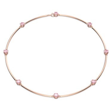 Constella 项链, 圆形切割, 粉红色, 镀玫瑰金色调 - Swarovski, 5640281
