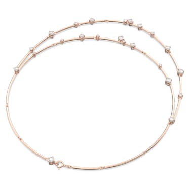 Constella 层次项链, 圆形切割, 白色, 镀玫瑰金色调 - Swarovski, 5640283