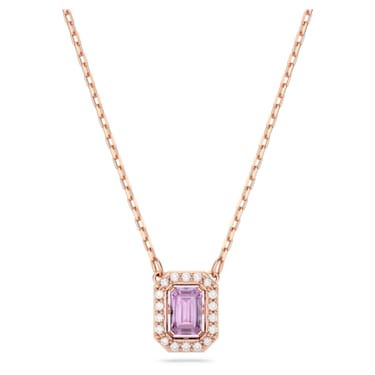 Millenia 项链, 八角形切割, 紫色, 镀玫瑰金色调 - Swarovski, 5640291