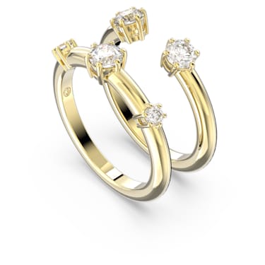 【此沙同款】Constella 戒指, 套装 (2)，圆形切割, 白色, 镀金色调 - Swarovski, 5640964
