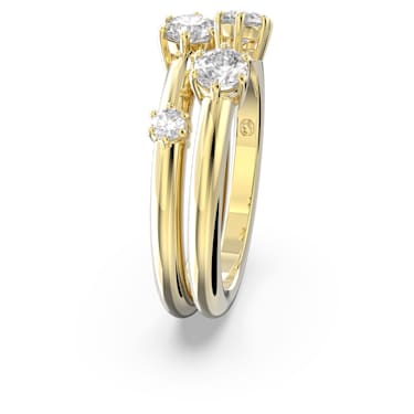【此沙同款】Constella 戒指, 套装 (2)，圆形切割, 白色, 镀金色调 - Swarovski, 5640965