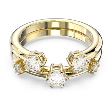 Constella 戒指, 套装 (2)，圆形切割, 白色, 镀金色调 - Swarovski, 5640966