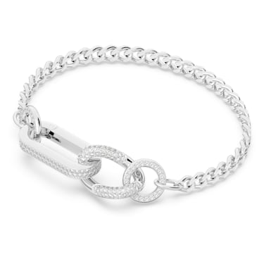 Dextera 手链, 密鑲, 混合連結, 白色, 镀铑 - Swarovski, 5642597