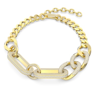 Dextera 项链, 匠心之作, 混合連結, 大码, 白色, 镀金色调 - Swarovski, 5642605