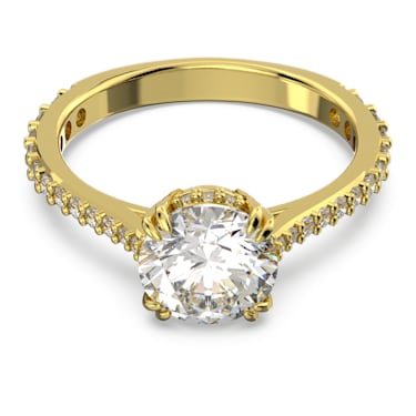 Constella 个性戒指, 圆形切割, 密镶, 白色, 镀金色调 - Swarovski, 5642617