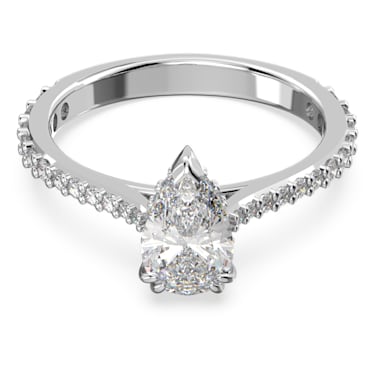 Millenia 个性戒指, 梨形切割，密镶, 白色, 镀铑 - Swarovski, 5642627