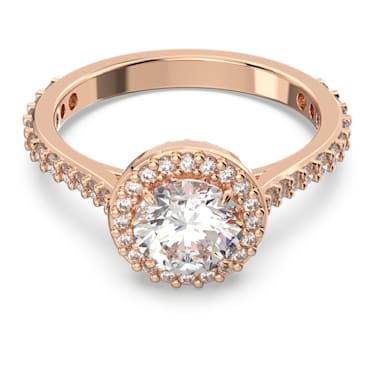 Constella 个性戒指, 圆形切割, 密镶, 白色, 镀玫瑰金色调 - Swarovski, 5642639