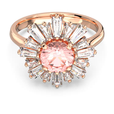 Sunshine 戒指, 混合切割, 太阳, 粉红色, 镀玫瑰金色调 - Swarovski, 5642964