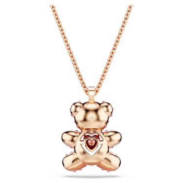Teddy 链坠, 熊, 粉红色, 镀玫瑰金色调 - Swarovski, 5642976