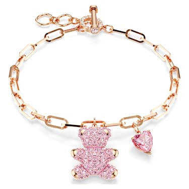 Teddy 手链, 熊, 粉红色, 镀玫瑰金色调 - Swarovski, 5642978