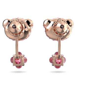 Teddy 耳托耳环, 熊, 粉红色, 镀玫瑰金色调 - Swarovski, 5642982