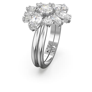 Gema 个性戒指, 混合切割, 花朵, 白色, 镀铑 - Swarovski, 5644662