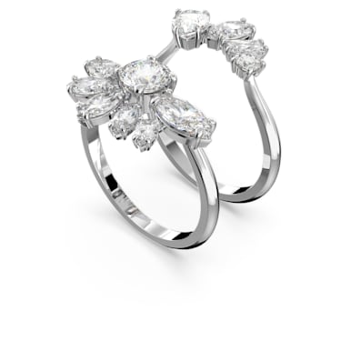 Gema 个性戒指, 混合切割, 花朵, 白色, 镀铑 - Swarovski, 5644665