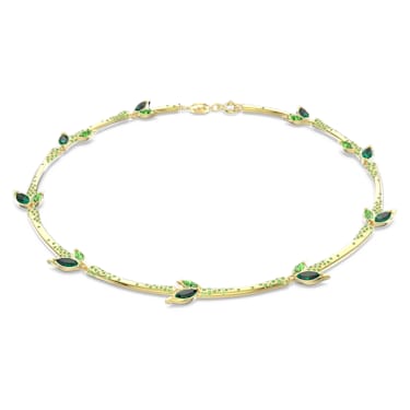Dellium 项链, 竹子, 绿色, 镀金色调 - Swarovski, 5645367