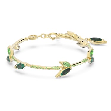 Dellium 手链, 竹子, 绿色, 镀金色调 - Swarovski, 5645374