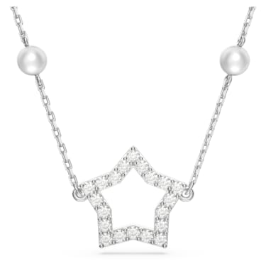 Stella 项链, 星星, 白色, 镀铑 - Swarovski, 5645379