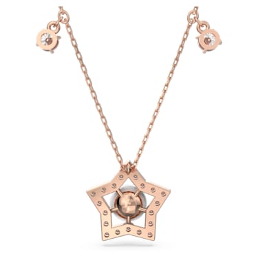 Stella 项链, 混合切割, 星星, 白色, 镀玫瑰金色调 - Swarovski, 5645382