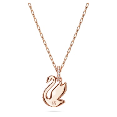 Swarovski Iconic Swan 链坠, 天鹅, 小码, 白色, 镀玫瑰金色调 - Swarovski, 5647555