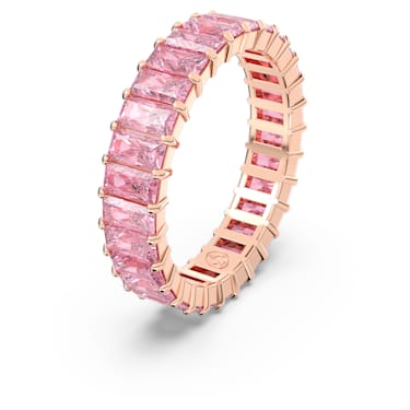 Matrix 戒指, 长方形切割, 粉红色, 镀玫瑰金色调 - Swarovski, 5647589