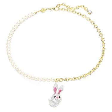 Zodiac Rabbit 项链, 兔子, 流光溢彩, 镀金色调 - Swarovski, 5647970