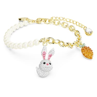 Zodiac Rabbit 手链, 兔子和胡萝卜, 流光溢彩, 镀金色调 - Swarovski, 5647974