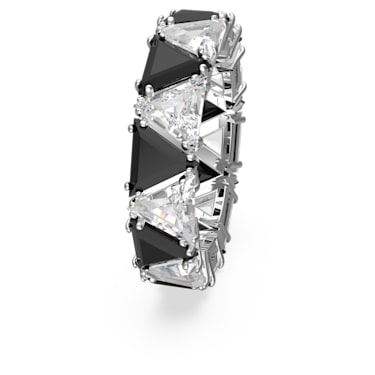 Ortyx 个性戒指, 三角形切割, 黑色, 镀铑 - Swarovski, 5648248