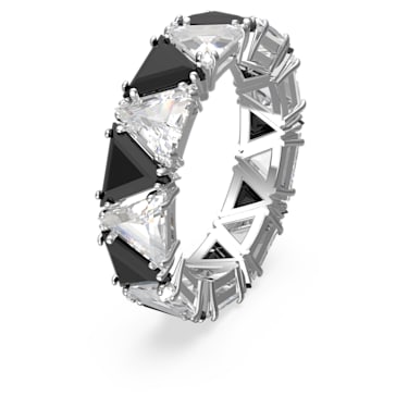 Ortyx 个性戒指, 三角形切割, 黑色, 镀铑 - Swarovski, 5648249