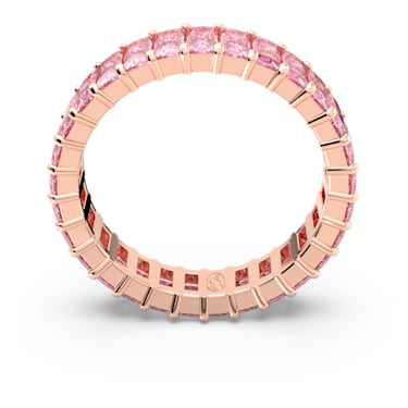 Matrix 戒指, 长方形切割, 粉红色, 镀玫瑰金色调 - Swarovski, 5648286