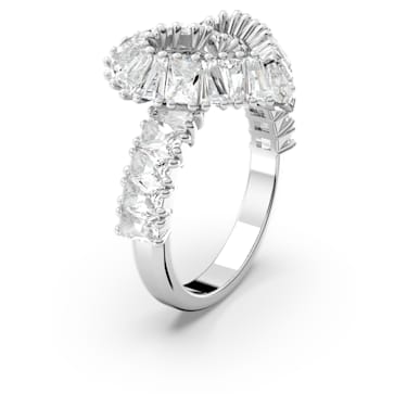 Matrix 个性戒指, 混合切割, 心形, 白色, 镀铑 - Swarovski, 5648290