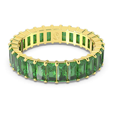 Matrix 戒指, 长方形切割, 绿色, 镀金色调 - Swarovski, 5648910