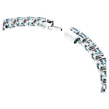 Matrix Tennis 手链, 圆形切割, 蓝色, 镀铑 - Swarovski, 5648927
