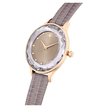 Octea Nova 腕表, 瑞士制造, 真皮表带, 米色, 玫瑰金色调润饰 - Swarovski, 5649999