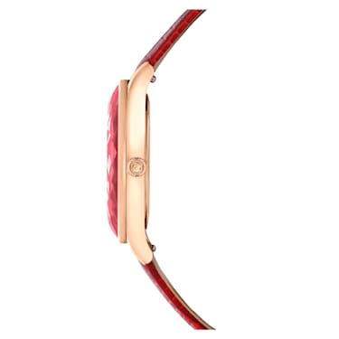 Octea Nova 腕表, 瑞士制造, 真皮表带, 红色, 玫瑰金色调润饰 - Swarovski, 5650002