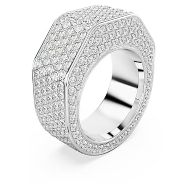 Dextera 戒指, 八边形、密镶, 白色, 镀铑 - Swarovski, 5651363