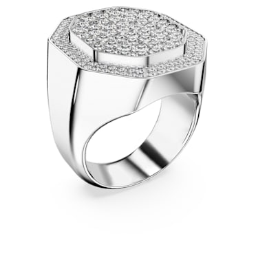 Dextera 个性戒指, 八边形, 白色, 镀铑 - Swarovski, 5651378