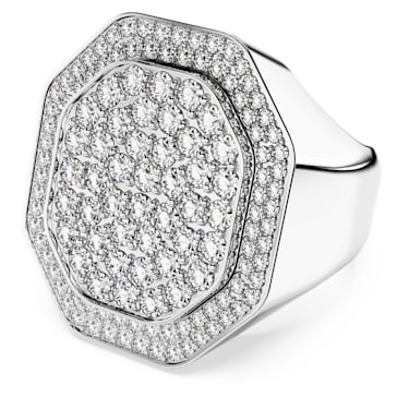 Dextera 个性戒指, 八边形, 白色, 镀铑 - Swarovski, 5651382
