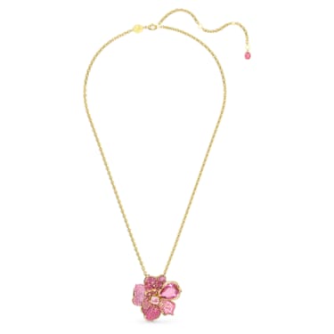 Florere 链坠和胸针, 密镶, 花朵, 粉红色, 镀金色调 - Swarovski, 5652068