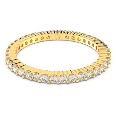 Vittore 戒指, 圆形切割, 白色, 金色调润饰 - Swarovski, 5655703