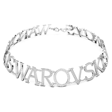 Wordmark 束颈项链, 施华洛世奇, 白色, 镀铑 - Swarovski, 5656158