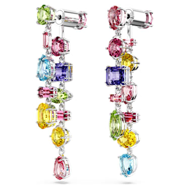 Gema 水滴形耳环, 非对称设计, 混合切割, 短, 流光溢彩, 镀铑 - Swarovski, 5656417
