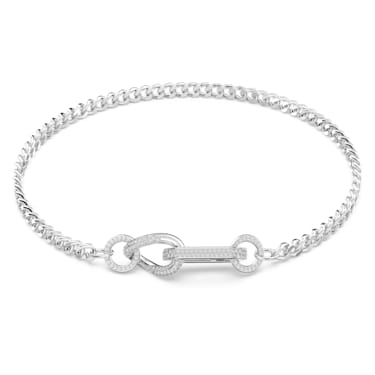 Dextera 项链, 密鑲, 混合連結, 白色, 镀铑 - Swarovski, 5656620
