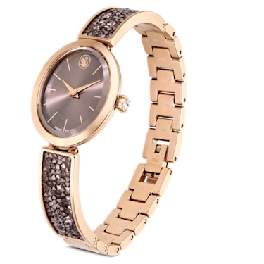 Crystal Rock Oval 腕表, 瑞士制造, 仿水晶手链, 灰色, 玫瑰金色调润饰 - Swarovski, 5656857