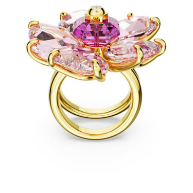 Florere 个性戒指, 花朵, 粉红色, 镀金色调 - Swarovski, 5657278
