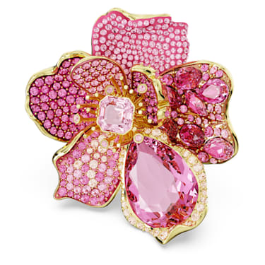 Florere 个性戒指, 密镶, 花朵, 粉红色, 镀金色调 - Swarovski, 5657283