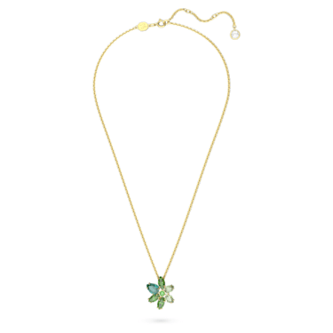 Gema 链坠, 混合切割, 花朵, 绿色, 镀金色调 - Swarovski, 5658399
